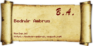 Bednár Ambrus névjegykártya